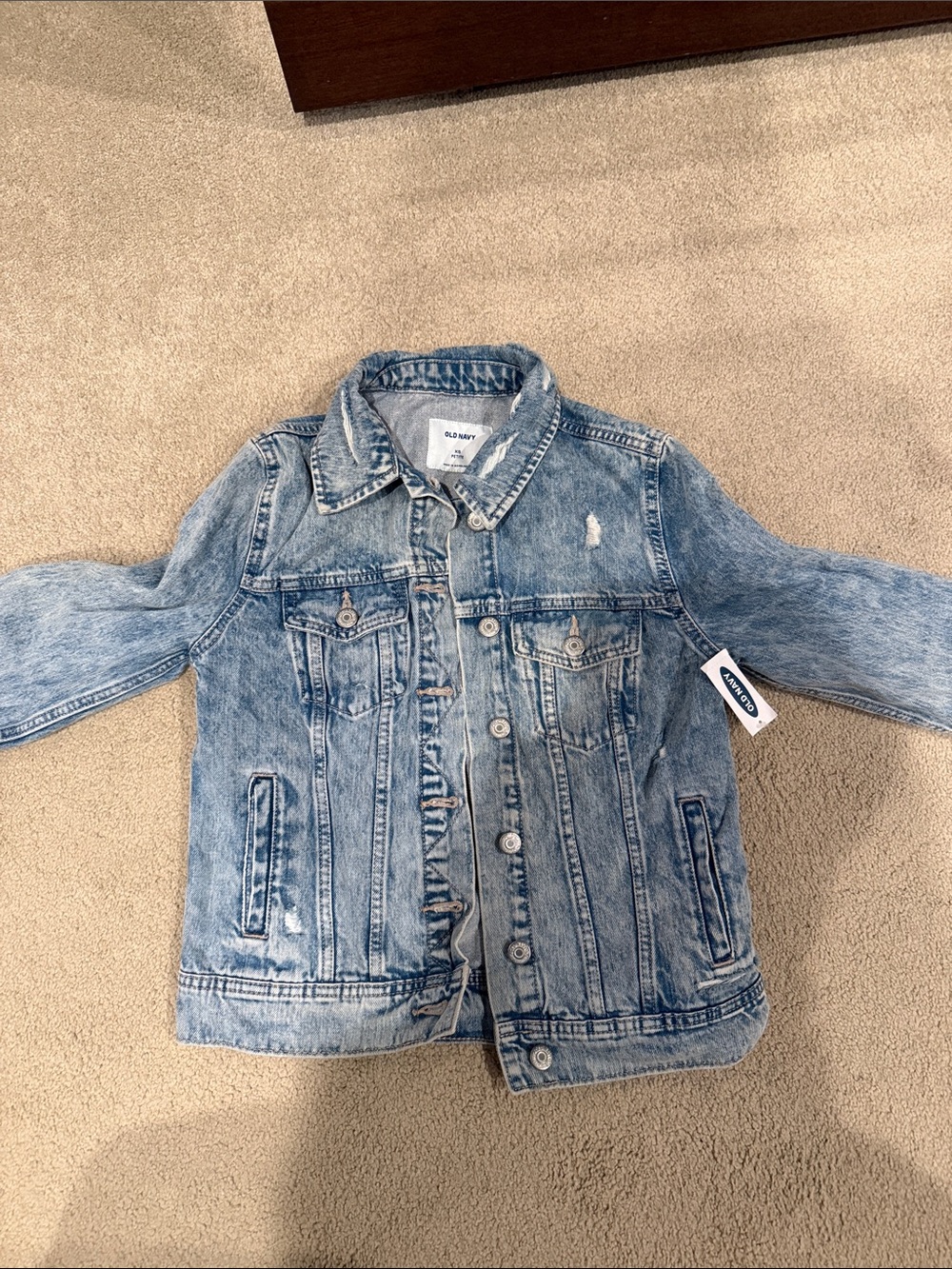 Old Navy Light Blue Petite Distressed Denim Jacket